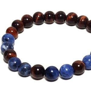 Red Tiger Eye & Sodalite Gemstone Bead Bracelet